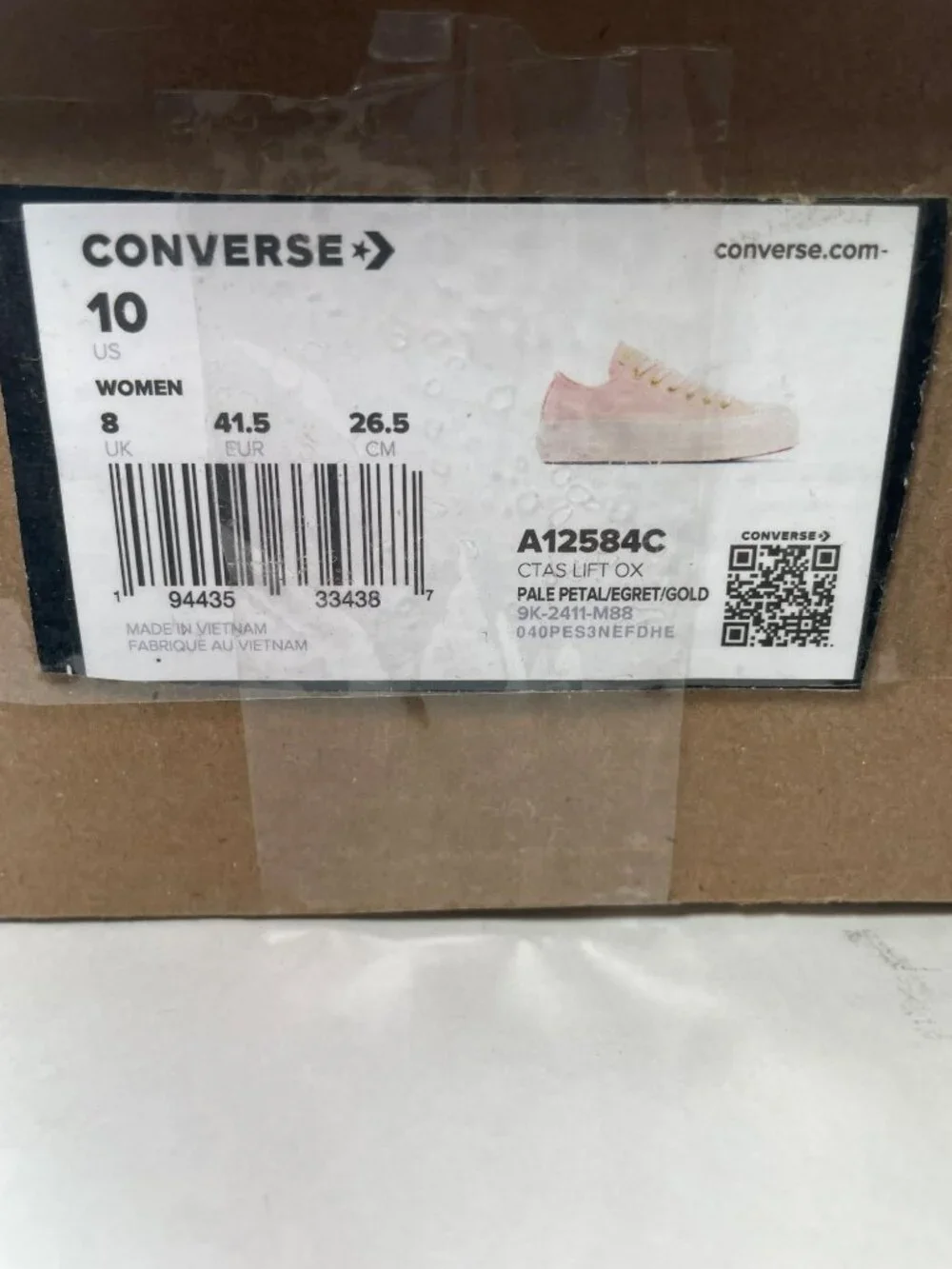 Converse CTAS Lift Ox Sneakers Pale Petal Egret Gold #A12584C Wmn's Size 10 NEW - Picture 6 of 8